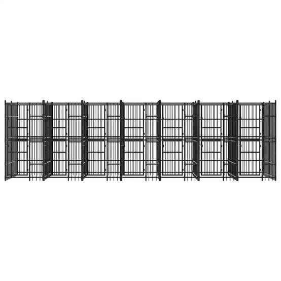 Chenil pour chiens acier noir 672 x 192 x 200 cm - PANGIVO - Image 5