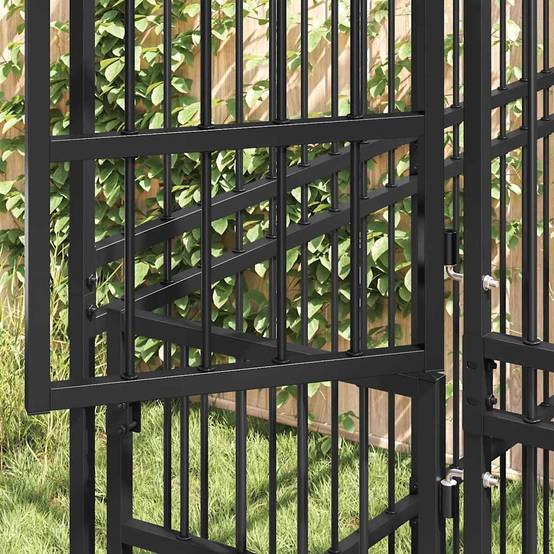 Chenil pour chiens acier noir 672 x 192 x 200 cm - PANGIVO - Image 3