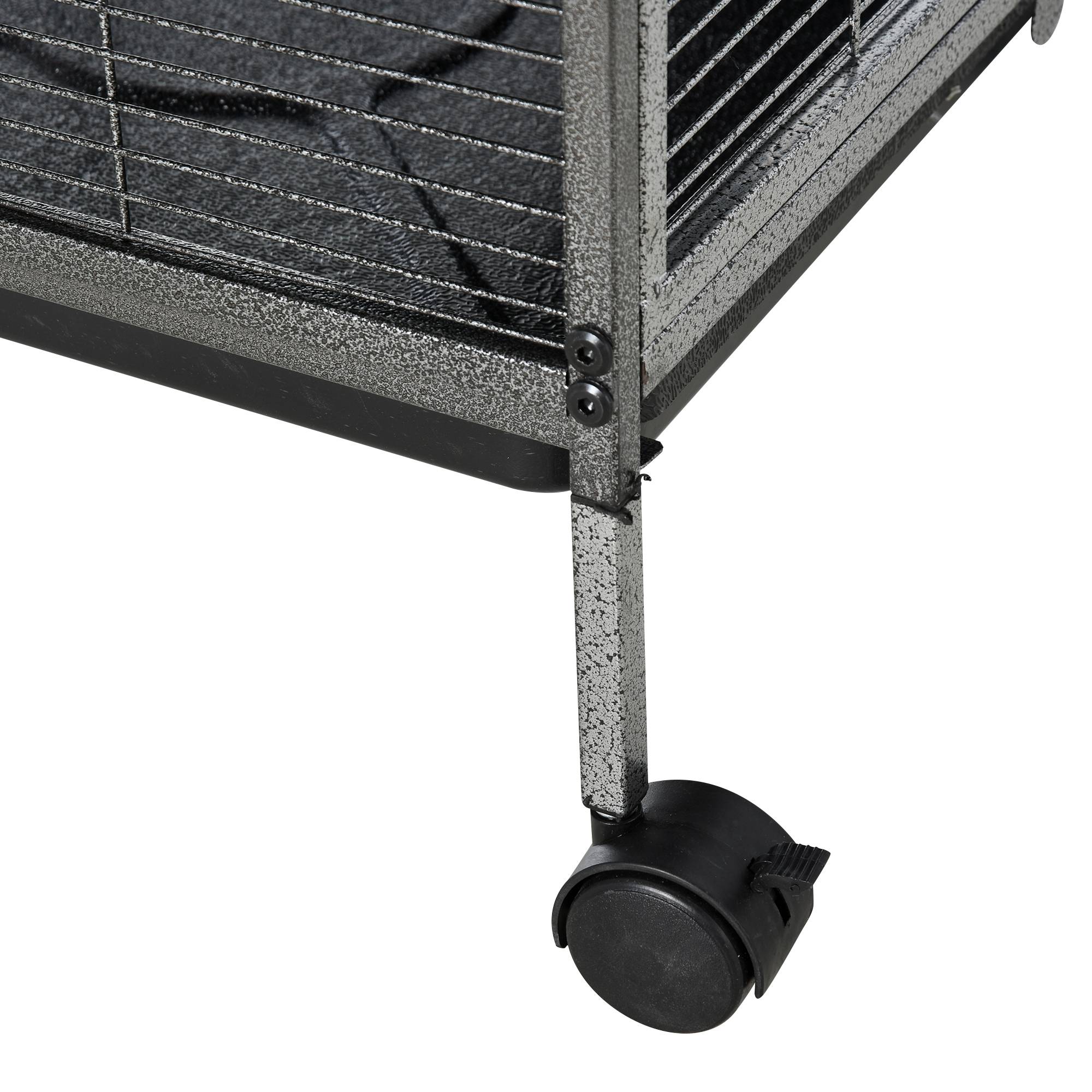 Cage rongeurs acier pour cochon d'Inde 3 niveaux avec roulettes 52x52x114cm gris - ComfortXL Outdoor Living - Image 9