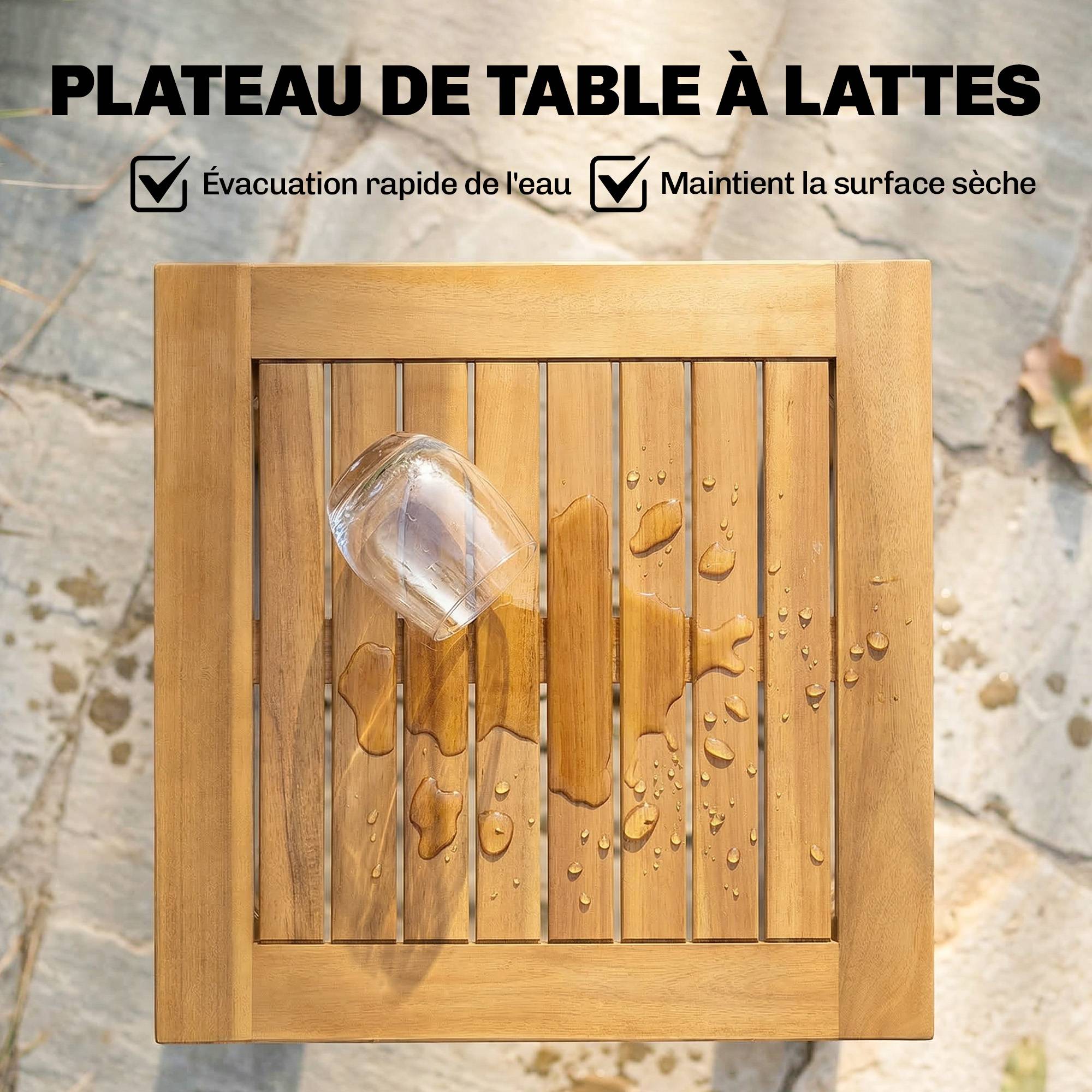 Table basse de jardin bois d'acacia naturel 48 x 48 x 46 cm - PANGIVO - Image 7