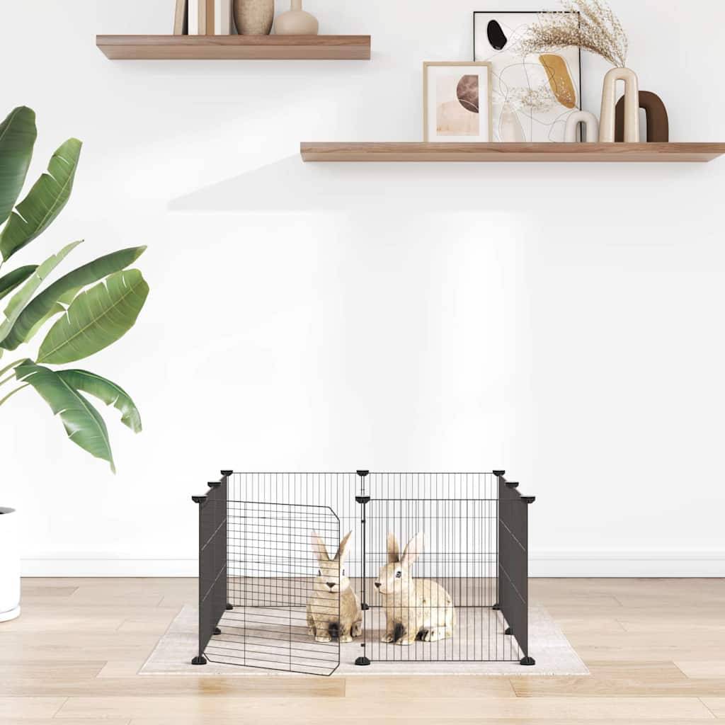 Vidaxl - Cage pour animaux de compagnie à 8 panneaux avec porte, noire, 70 x 70 x 35 cm, acier vidaXL 171625 - Imagen 1