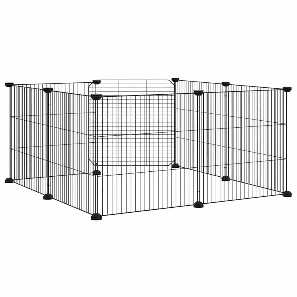 Vidaxl - Cage pour animaux de compagnie à 8 panneaux avec porte, noire, 70 x 70 x 35 cm, acier vidaXL 171625 - Imagen 7
