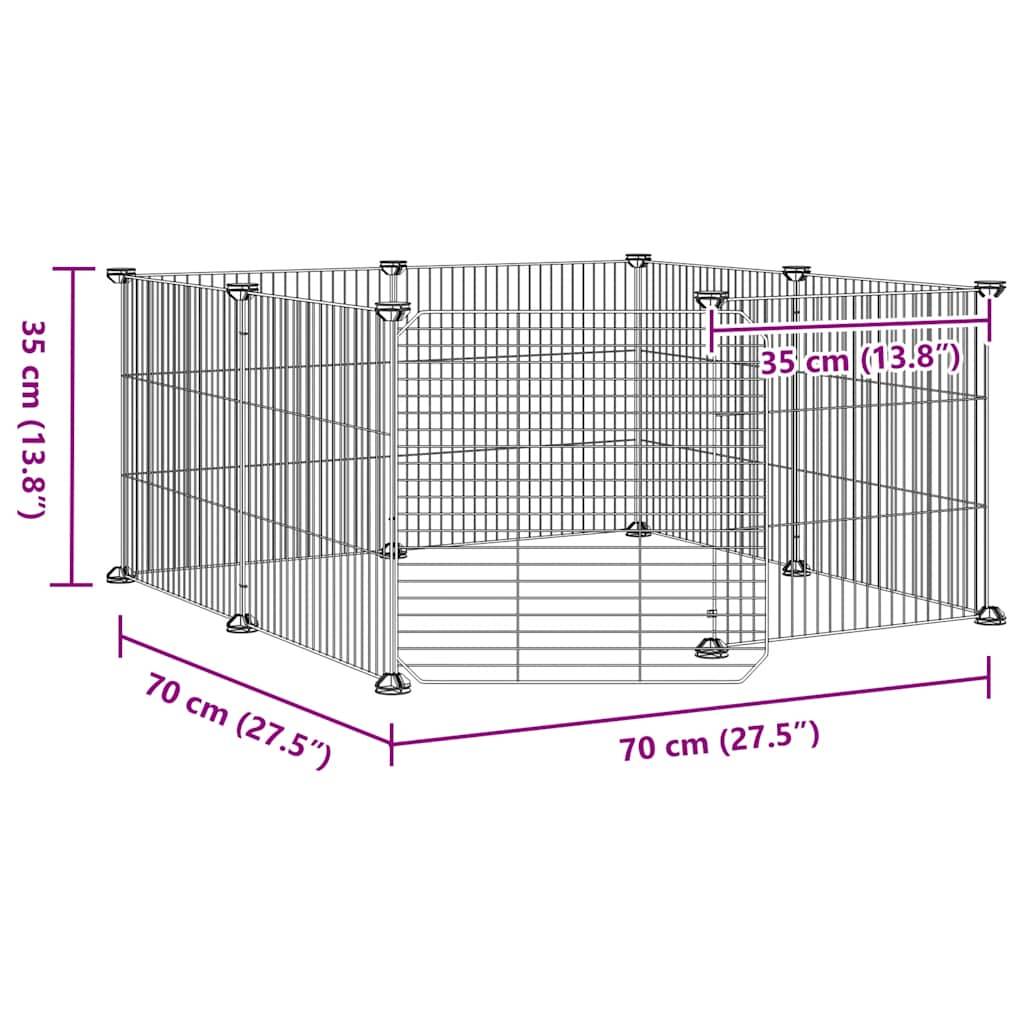 Vidaxl - Cage pour animaux de compagnie à 8 panneaux avec porte, noire, 70 x 70 x 35 cm, acier vidaXL 171625 - Imagen 3