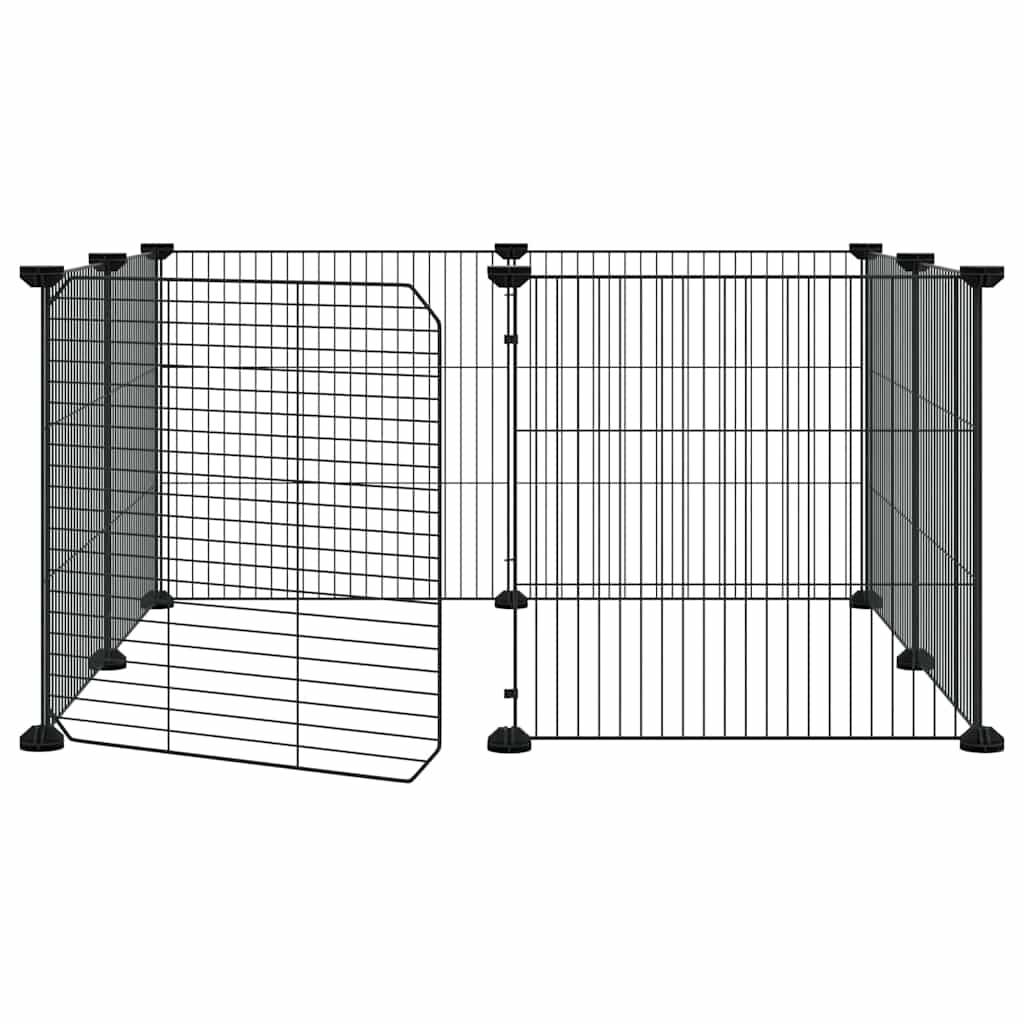 Vidaxl - Cage pour animaux de compagnie à 8 panneaux avec porte, noire, 70 x 70 x 35 cm, acier vidaXL 171625 - Imagen 5