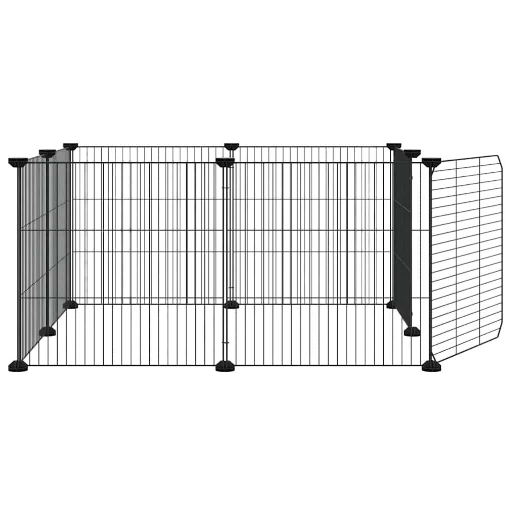 Vidaxl - Cage pour animaux de compagnie à 8 panneaux avec porte, noire, 70 x 70 x 35 cm, acier vidaXL 171625 - Imagen 6