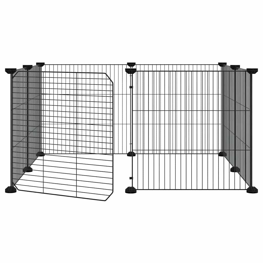 Vidaxl - Cage pour animaux de compagnie à 8 panneaux avec porte, noire, 70 x 70 x 35 cm, acier vidaXL 171625 - Imagen 8