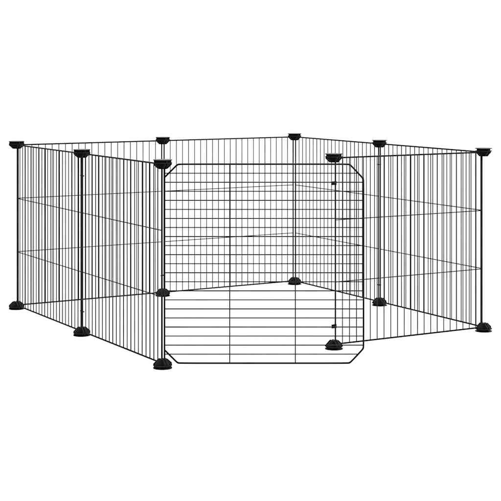 Vidaxl - Cage pour animaux de compagnie à 8 panneaux avec porte, noire, 70 x 70 x 35 cm, acier vidaXL 171625 - Imagen 2