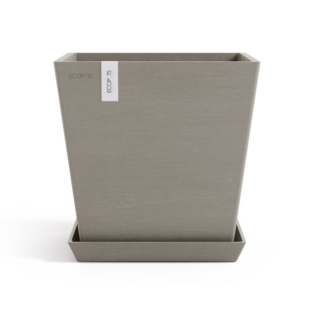 Ecopots - Pot Carré Rotterdam 25 Taupe + réservoir d'eau - 25,2 x 25,2 x H. 24,5 cm - 10,7 L ECOPOTS - Imagen 3