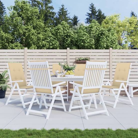 Lot de 6 Coussins Dossier Haut Tissu Polyester Anti-glisse pour Chaise de Jardin Beige Mélangé 120x50cm – ComfortXL Outdoor Living - Image 4
