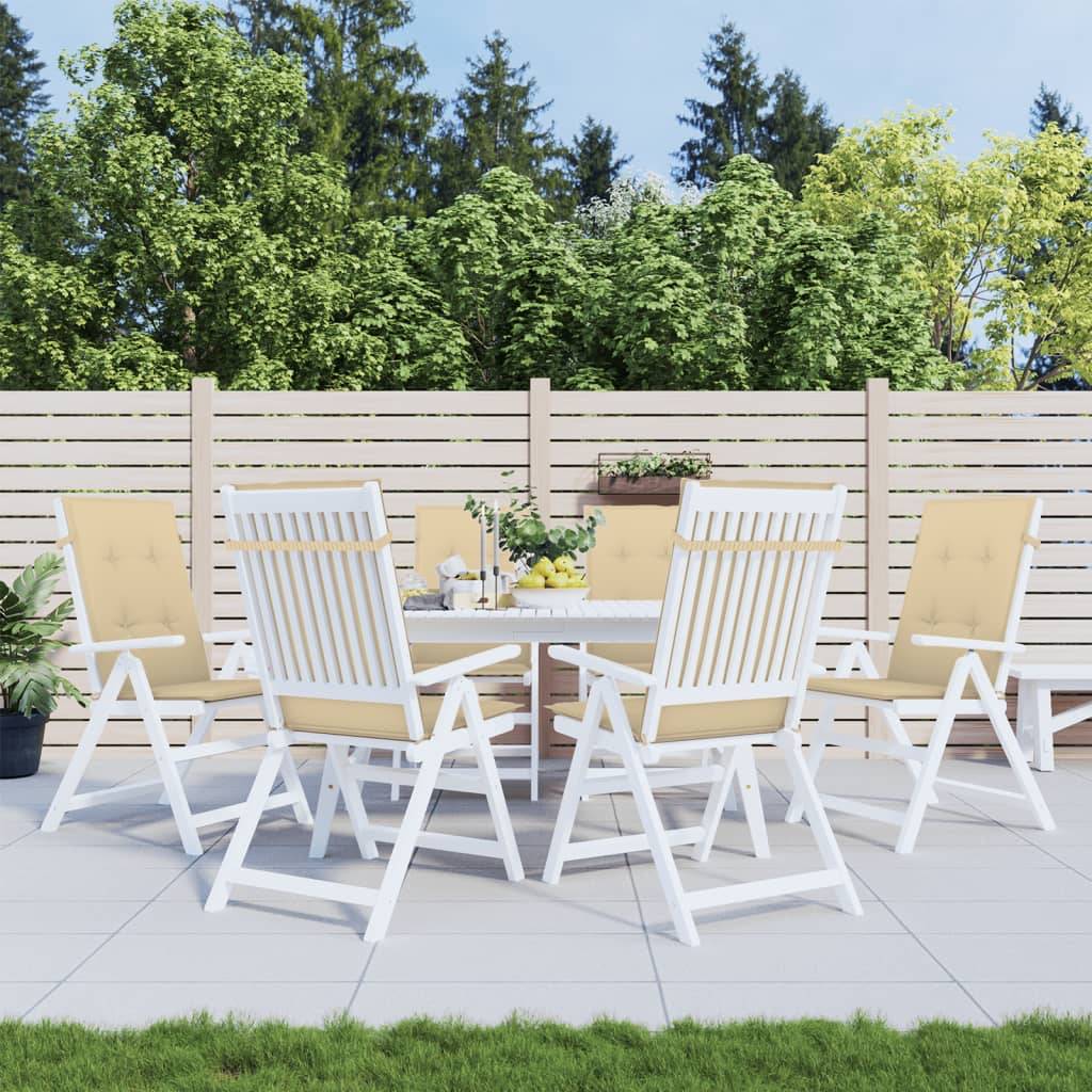Lot de 6 Coussins Dossier Haut Tissu Polyester Anti-glisse pour Chaise de Jardin Beige Mélangé 120x50cm – ComfortXL Outdoor Living - Image 4