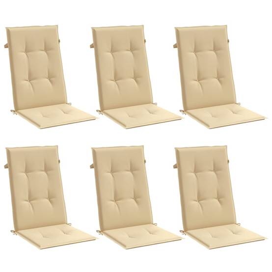 Lot de 6 Coussins Dossier Haut Tissu Polyester Anti-glisse pour Chaise de Jardin Beige Mélangé 120x50cm – ComfortXL Outdoor Living - Image 3