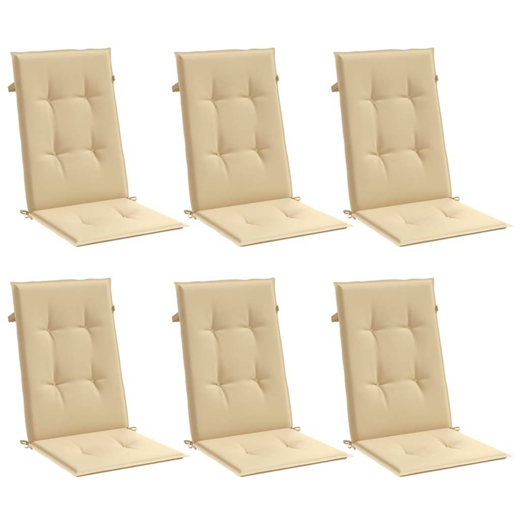 Lot de 6 Coussins Dossier Haut Tissu Polyester Anti-glisse pour Chaise de Jardin Beige Mélangé 120x50cm – ComfortXL Outdoor Living - Image 3