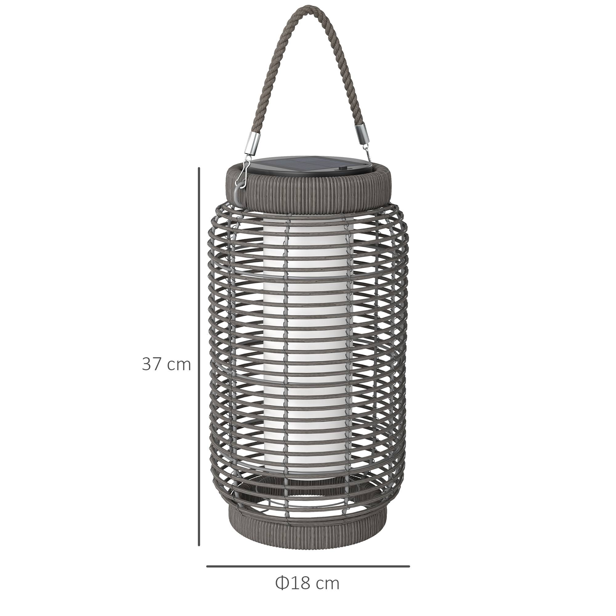 Lampadaire solaire LED extérieur résine tressée jardin terrasse allée étanche 37cm gris - ComfortXL Outdoor Living - Image 5