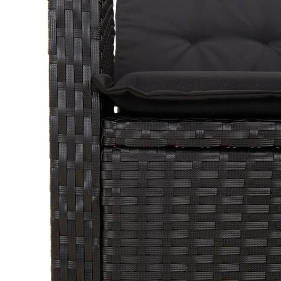 Ensemble repas jardin 2P résine tressée table relevable fauteuils inclinables Noir– ComfortXL Outdoor Living - Image 6