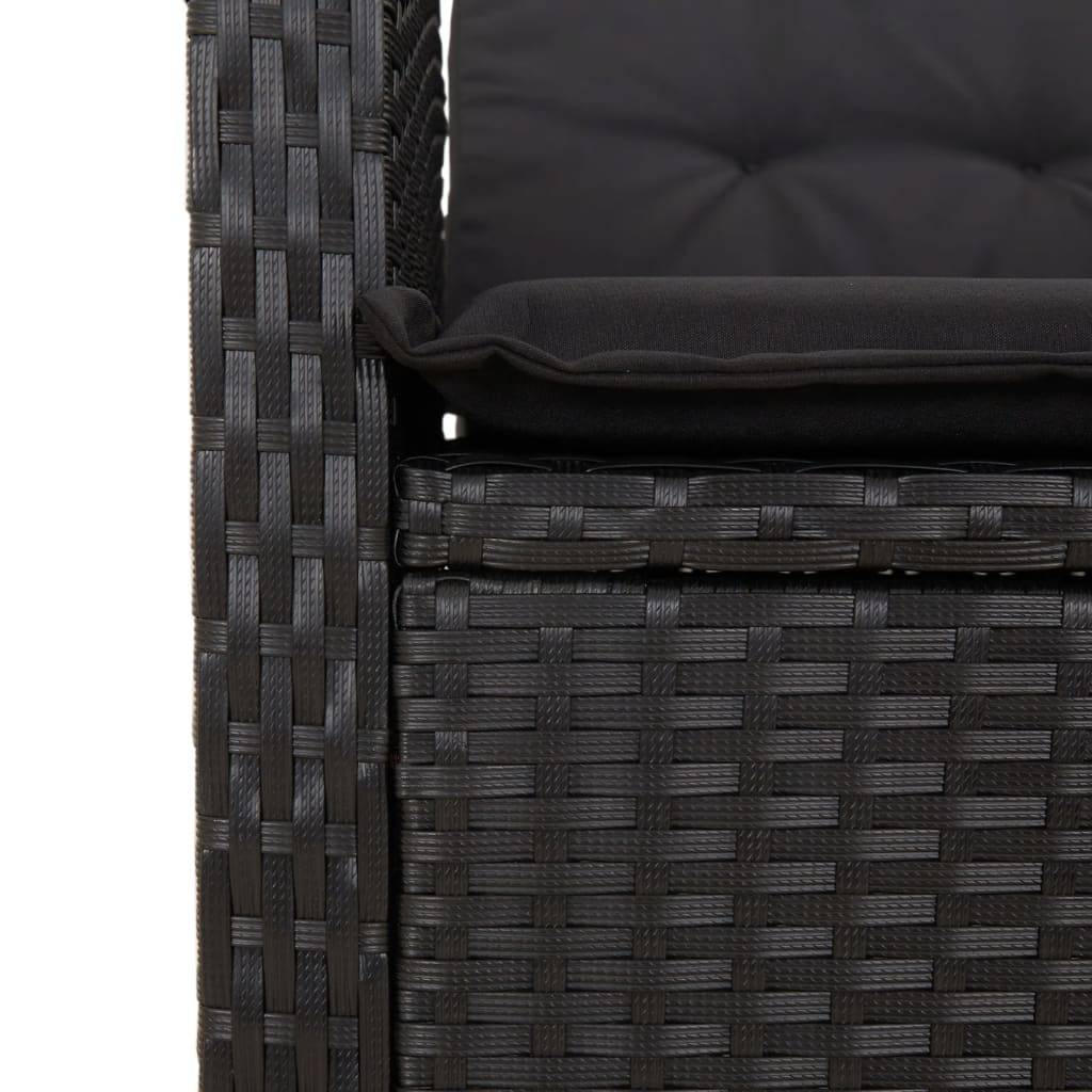 Ensemble repas jardin 2P résine tressée table relevable fauteuils inclinables Noir– ComfortXL Outdoor Living - Image 6
