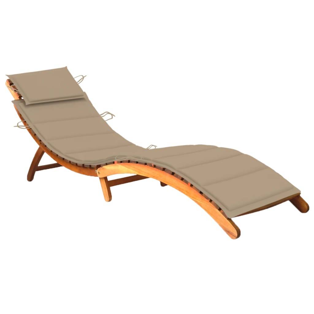 Helloshop26 - Transat chaise longue bain de soleil lit de jardin terrasse meuble d'extérieur avec coussin bois d'acacia solide - Imagen 1