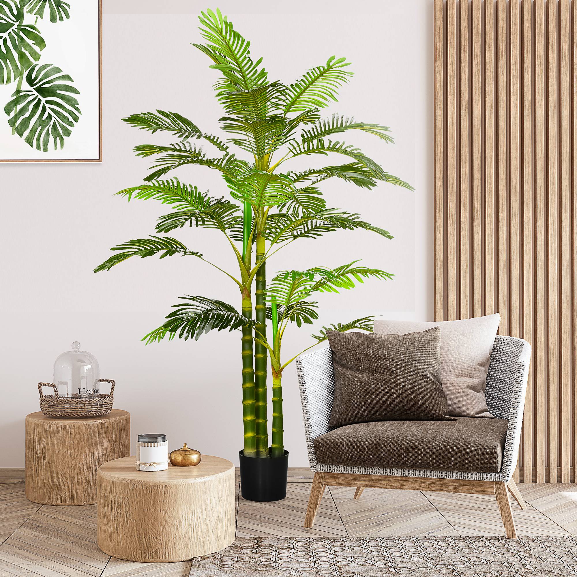 Palmier areca artificiel plastique vert 19.5 x 19.5 x 190 cm - PANGIVO - Image 3