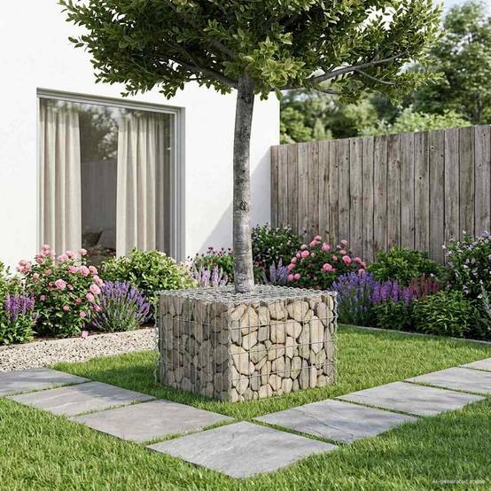 Lit surélevé gabion Acier galvanisé Argenté 60 x 60 x 40 cm - PANGIVO - Image 5