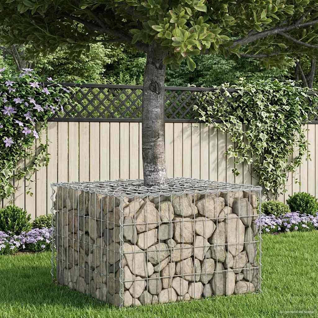 Lit surélevé gabion Acier galvanisé Argenté 60 x 60 x 40 cm - PANGIVO - Image 1