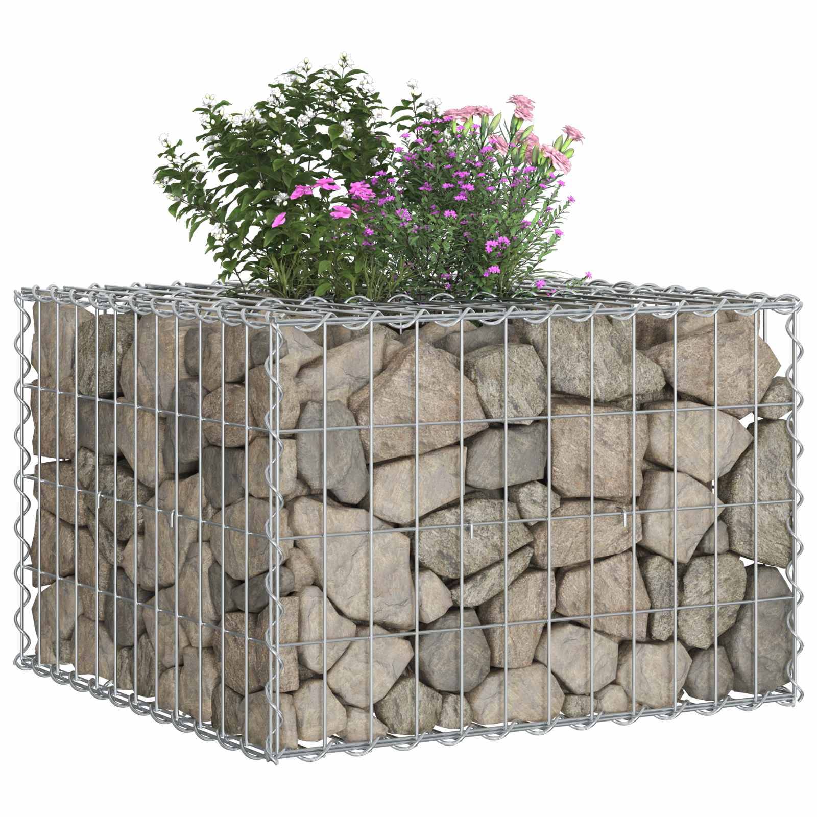 Lit surélevé gabion Acier galvanisé Argenté 60 x 60 x 40 cm - PANGIVO - Image 4