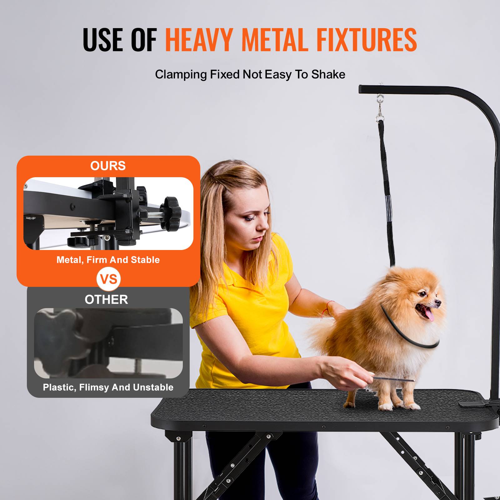 VEVOR Table toilettage chien pliable 807,7x459,7 mm, charge 99,8 kg, 1 potence. Pour petits/moyens chiens. - Image 3