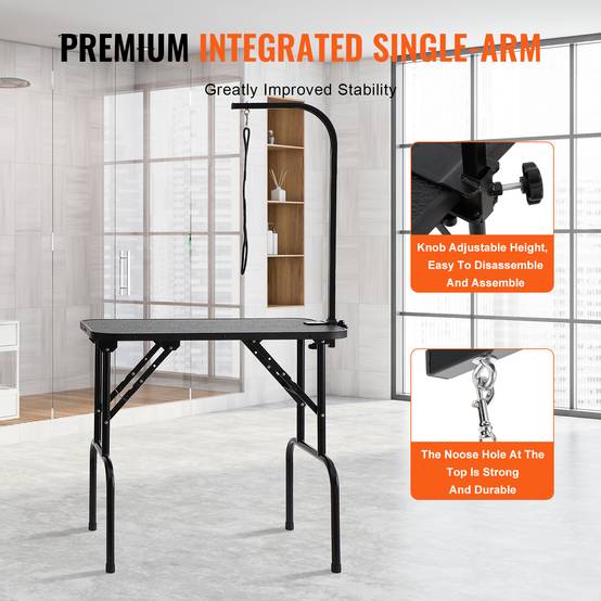 VEVOR Table toilettage chien pliable 807,7x459,7 mm, charge 99,8 kg, 1 potence. Pour petits/moyens chiens. - Image 4