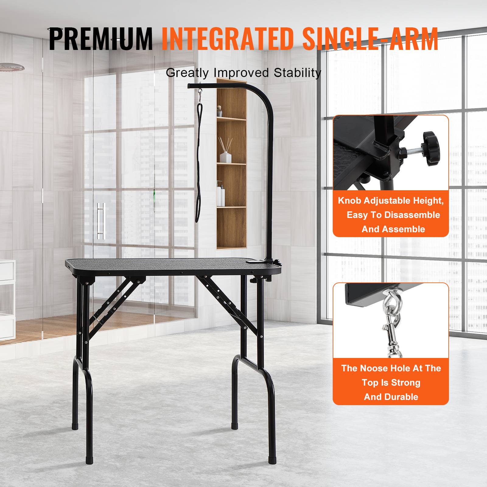 VEVOR Table toilettage chien pliable 807,7x459,7 mm, charge 99,8 kg, 1 potence. Pour petits/moyens chiens. - Image 4