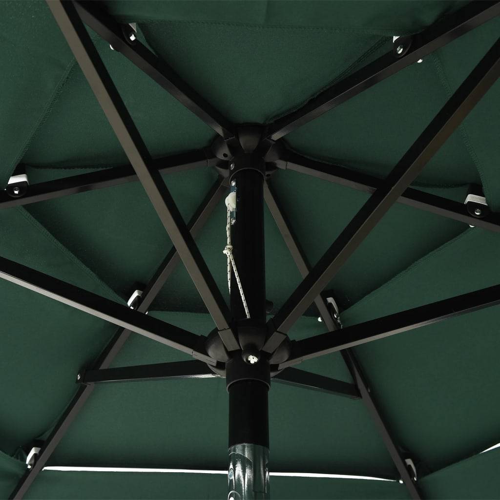 Helloshop26 - Parasol mobilier de jardin à 3 niveaux avec mât en aluminium 2 m vert - Imagen 5