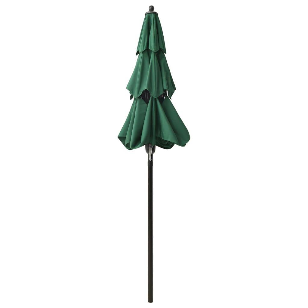 Helloshop26 - Parasol mobilier de jardin à 3 niveaux avec mât en aluminium 2 m vert - Imagen 4