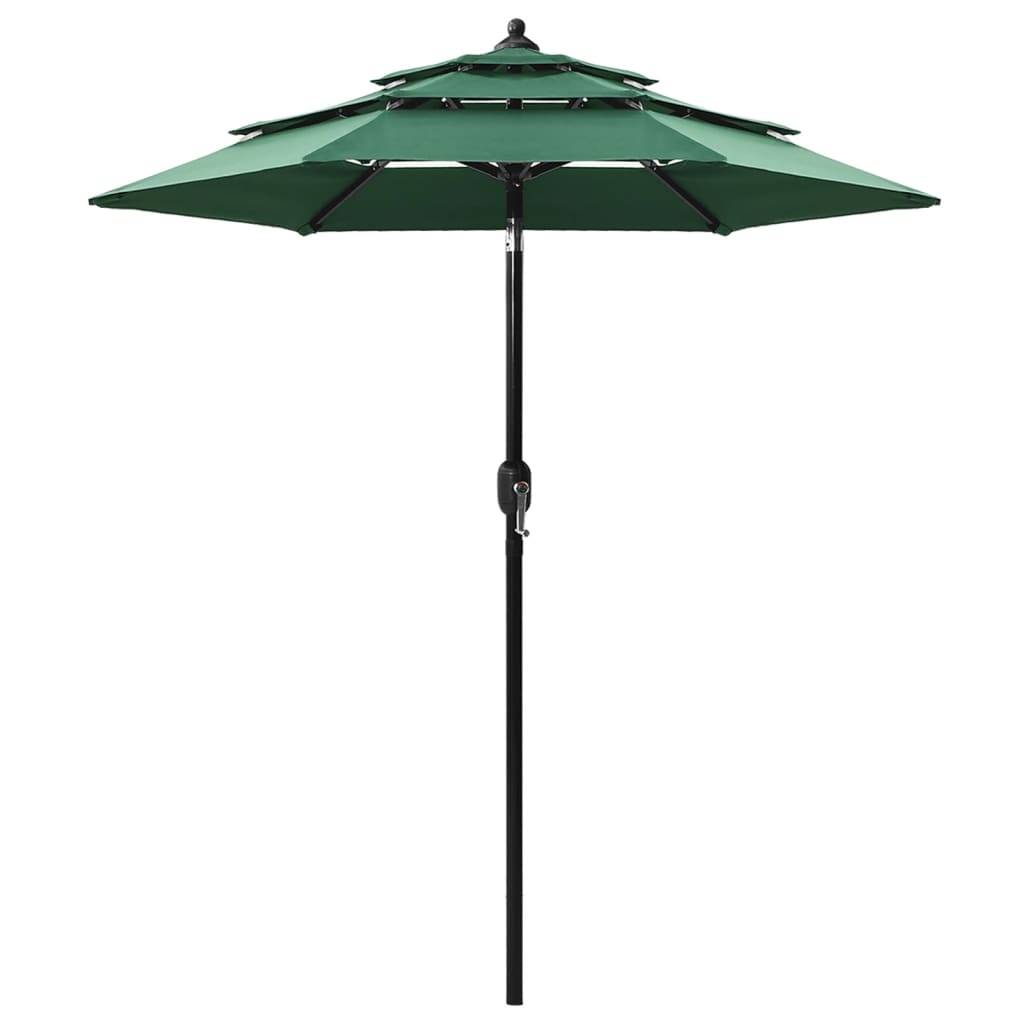 Helloshop26 - Parasol mobilier de jardin à 3 niveaux avec mât en aluminium 2 m vert - Imagen 1