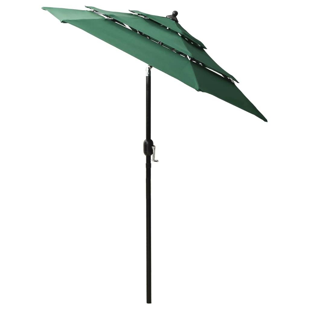 Helloshop26 - Parasol mobilier de jardin à 3 niveaux avec mât en aluminium 2 m vert - Imagen 3