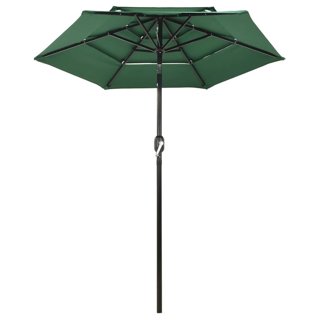 Helloshop26 - Parasol mobilier de jardin à 3 niveaux avec mât en aluminium 2 m vert - Imagen 2