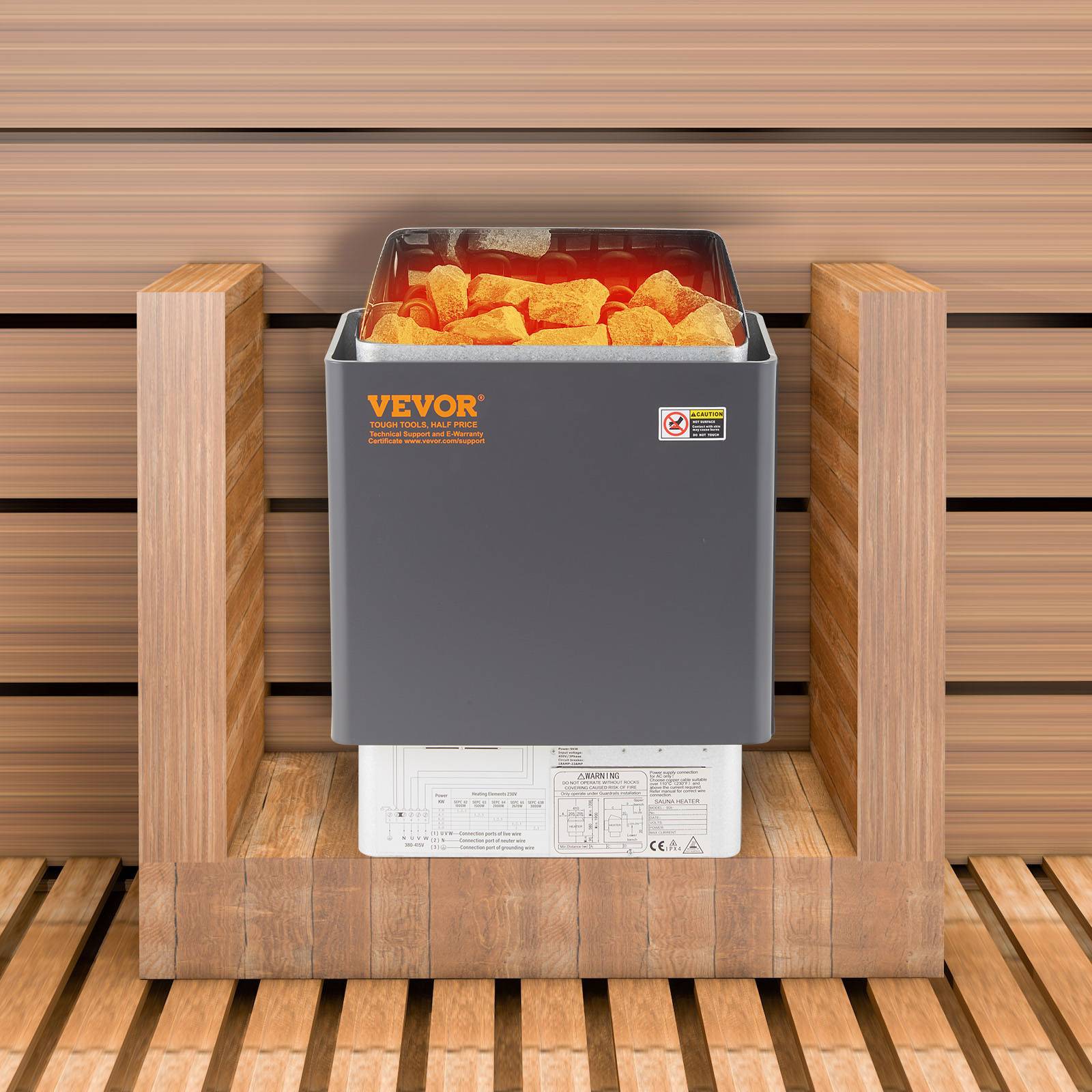 VEVOR Poêle électrique sauna 9 KW, pour 9-13 m³, chauffe 104-221°F, en acier inox avec contrôle externe. - Image 8