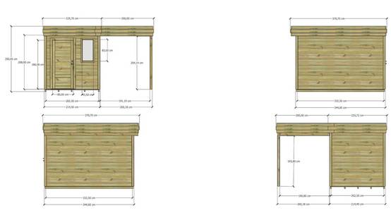 Abri Français - ABRI DE JARDIN bois Pin traité autoclave 27mm - 4,14x3,44m / 14m2 - Bac acier - Plancher bois - Image 4