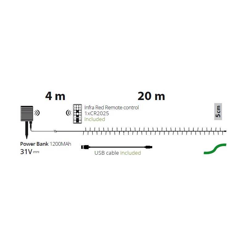 Lotti - Guirlande lumineuse solaire 20M 400 LED blanc chaud câble vert SMART Connect  Lotti - Imagen 2