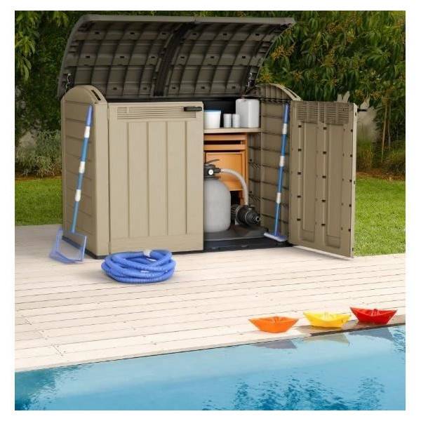 Sans Marque - Keter Coffre de rangement KETER Store-It-out Ultra, coffre de jardin résistant aux intempéries, Beige - 2000L - 177x113x134 cm - Image 2