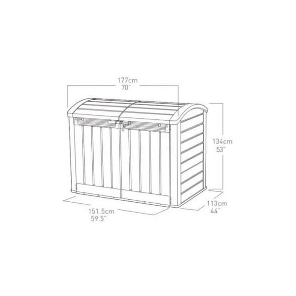 Sans Marque - Keter Coffre de rangement KETER Store-It-out Ultra, coffre de jardin résistant aux intempéries, Beige - 2000L - 177x113x134 cm - Image 4