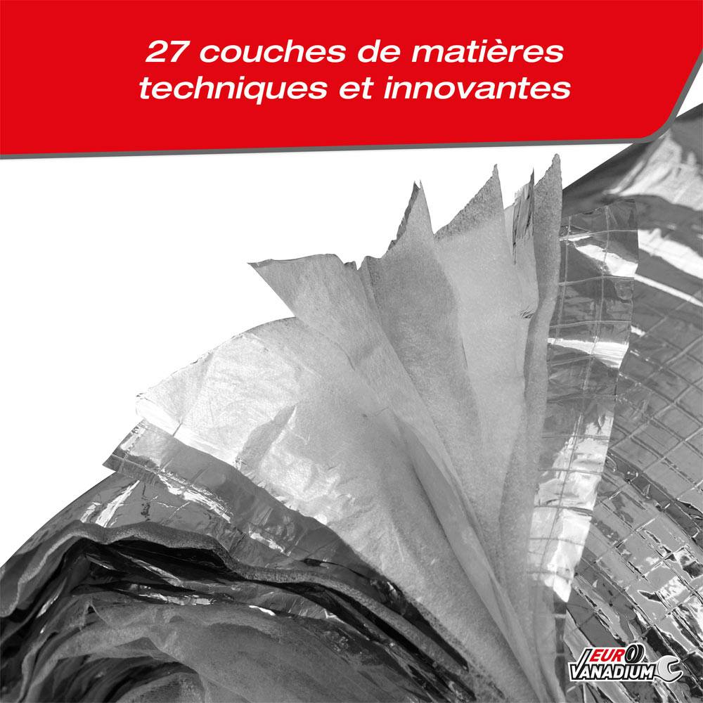 Isolant multicouche mince pour toiture et rénovation - Isolation thermique et phonique découpable 27 épaisseurs 10 m² Gris - Image 3