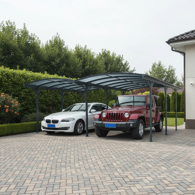 X-Metal - Carport double 30,3 m² aluminium polycarbonate 6mm X-METAL anthracite kit ancrage - Image 2