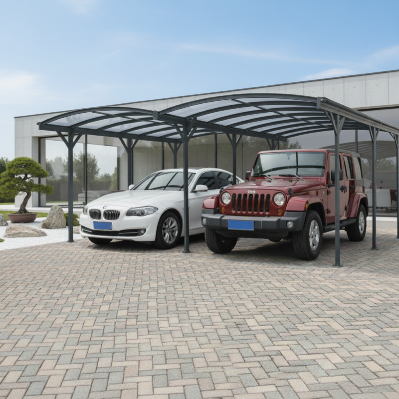 X-Metal - Carport double 30,3 m² aluminium polycarbonate 6mm X-METAL anthracite kit ancrage - Image 1