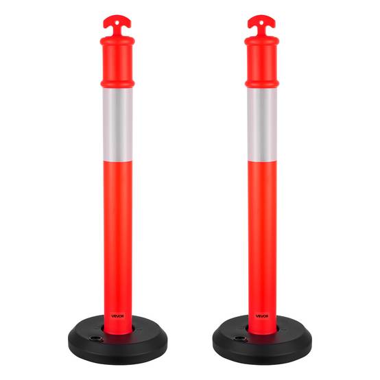 VEVOR Poteau de Signalisation Balise 2PCs 114 cm avec Base Remplissable Rouge - Image 1