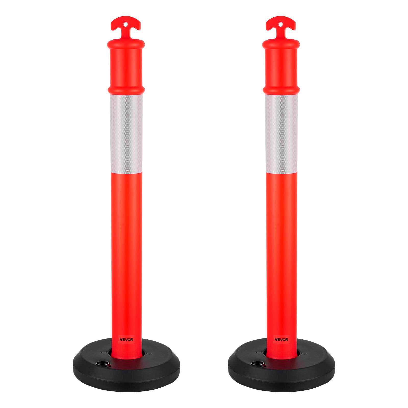 VEVOR Poteau de Signalisation Balise 2PCs 114 cm avec Base Remplissable Rouge
