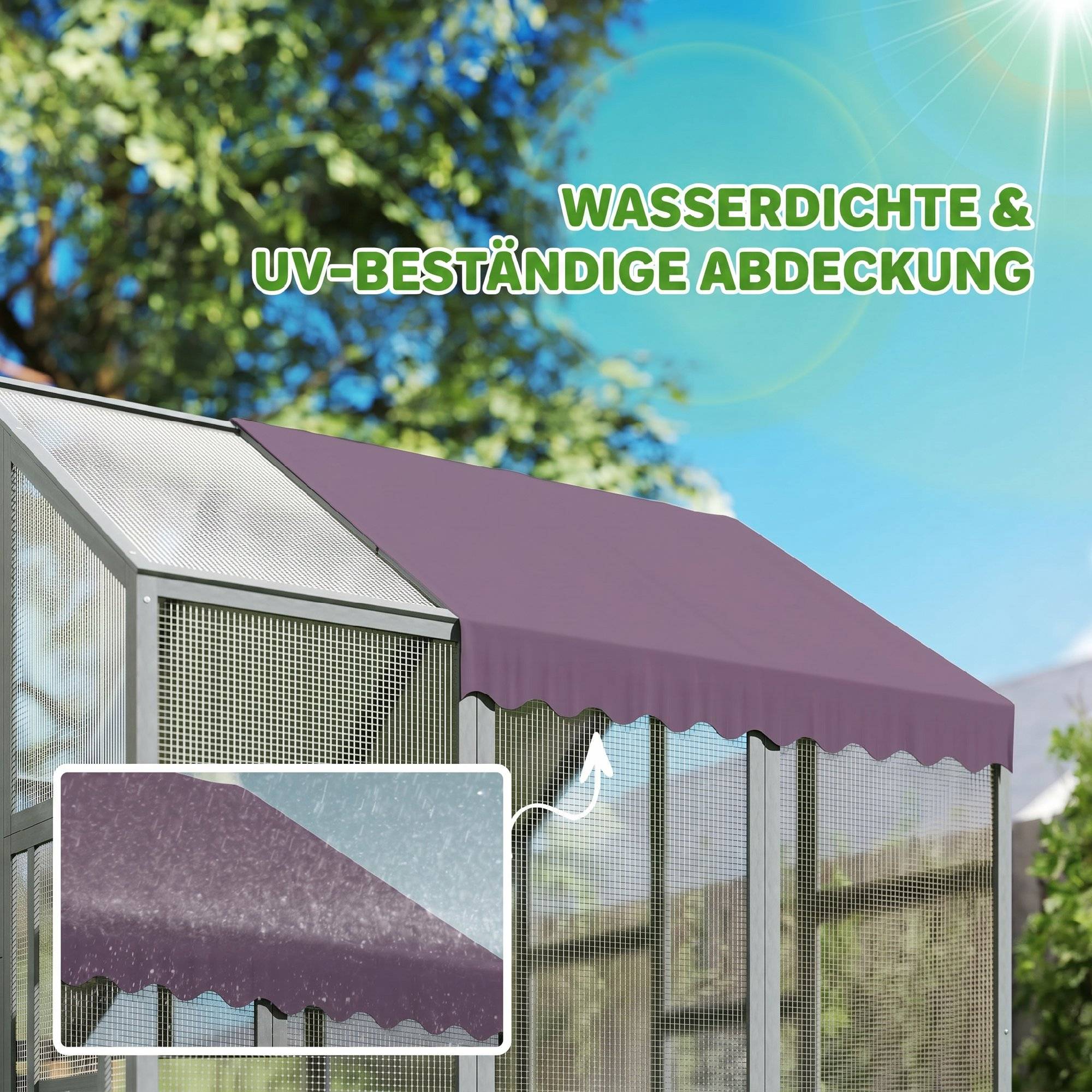 Poulailler avec toit imperméable, 2 pondoirs, 2 perchoirs, pour 6-8 poules, env. 1,7 x 1,8 x 1,8 m - Image 8