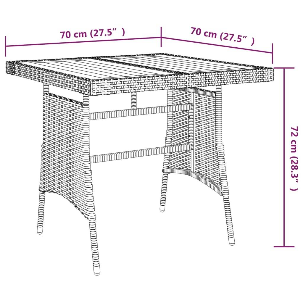 PANGIVO - Table de jardin noir résine tressée et acacia 70 x 70 x 72 cm - PANGIVO - Image 5
