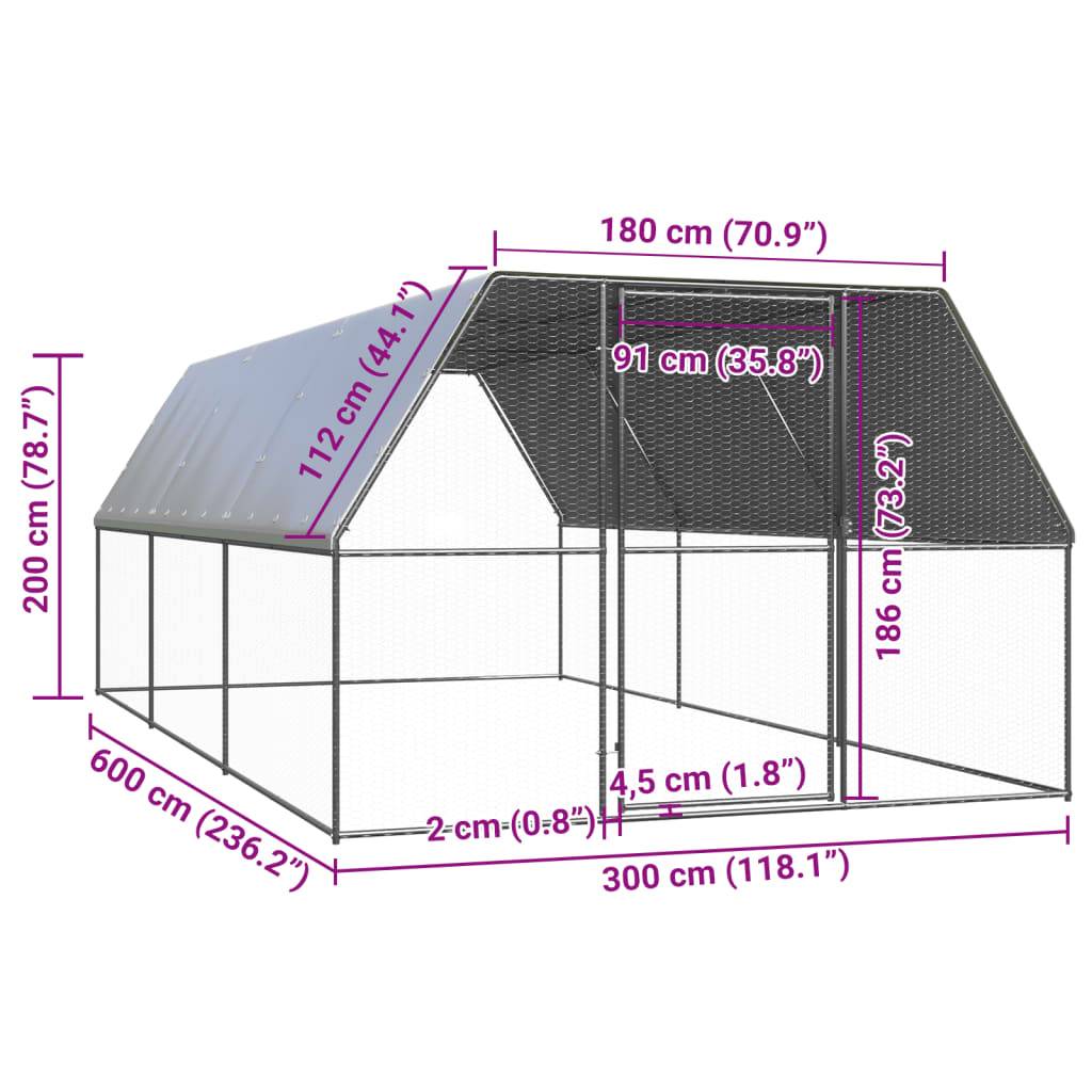Vidaxl - Poulailler d'extérieur 3x6x2 m Acier galvanisé vidaXL 3154377 - Image 5