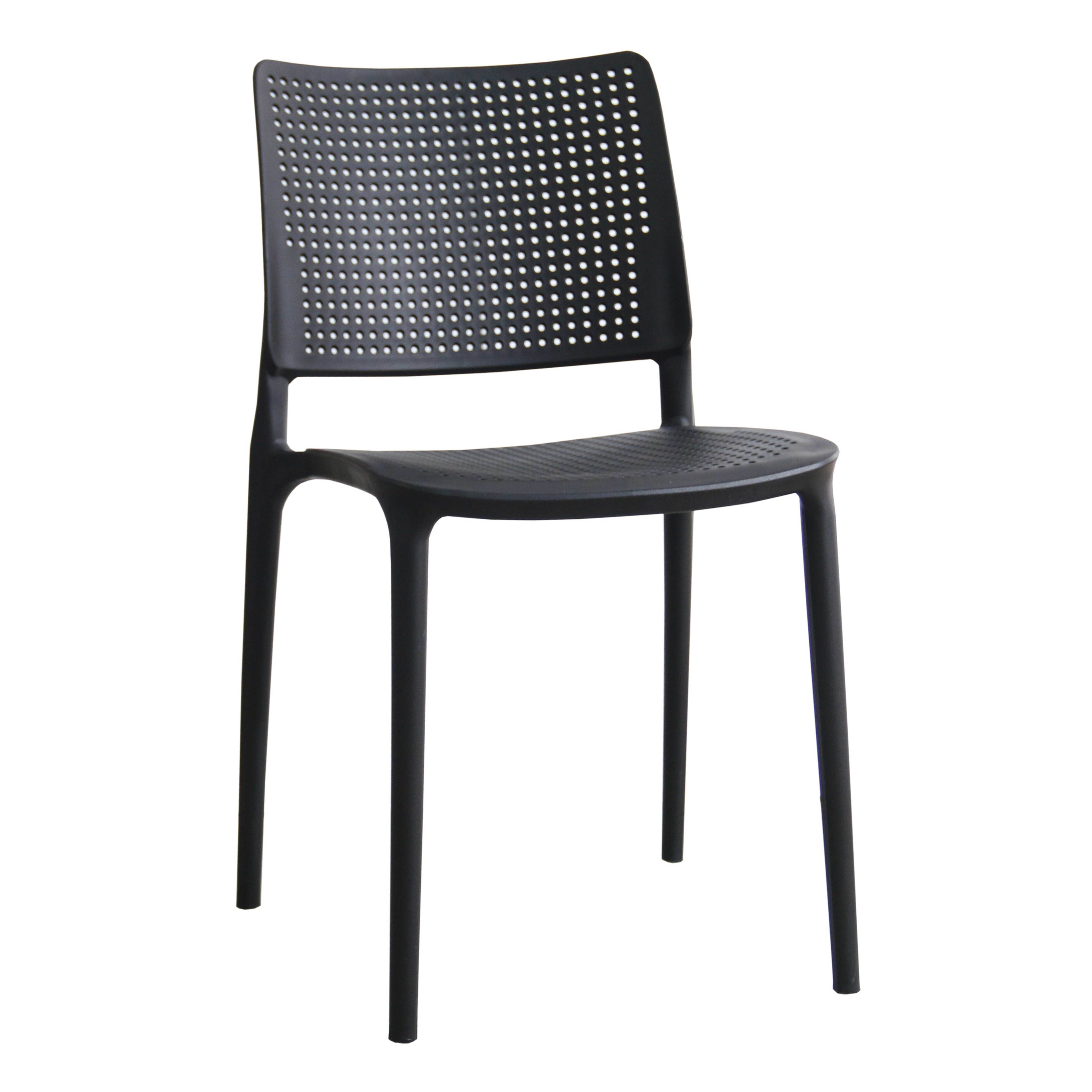 Oviala - Chaise de terrasse ajourée en plastique noire Riga - Oviala - Imagen 1