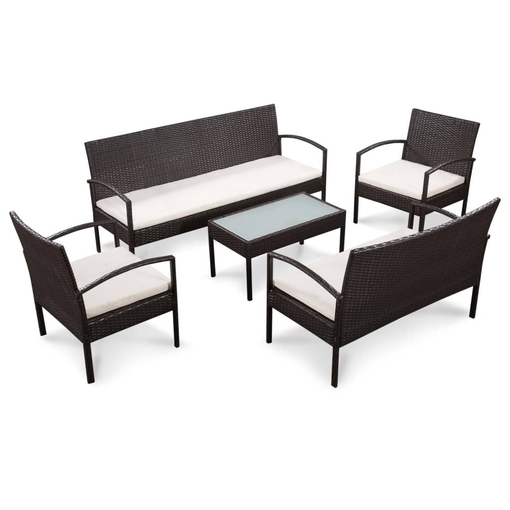 Vidaxl - Salon de jardin 5 pcs avec coussins Résine tressée Marron vidaXL 44184 - Imagen 1