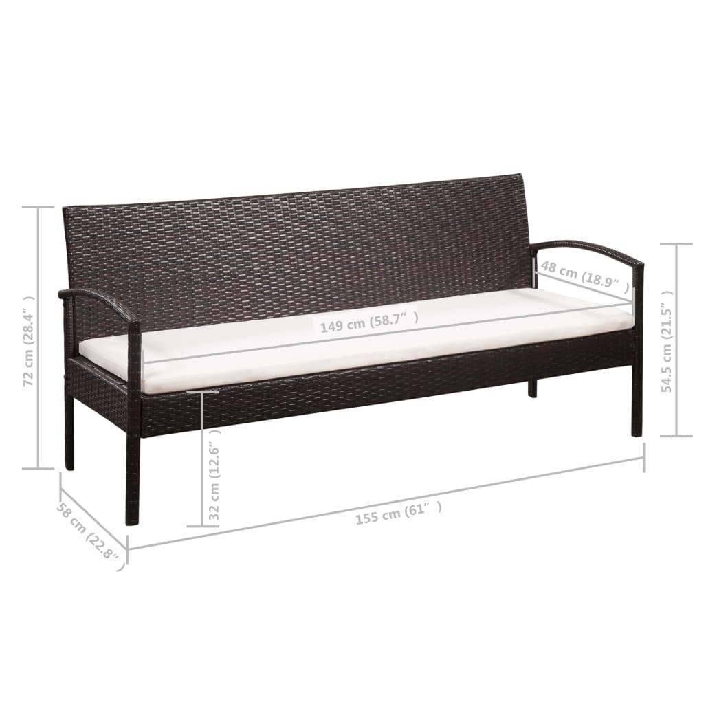 Vidaxl - Salon de jardin 5 pcs avec coussins Résine tressée Marron vidaXL 44184 - Imagen 3