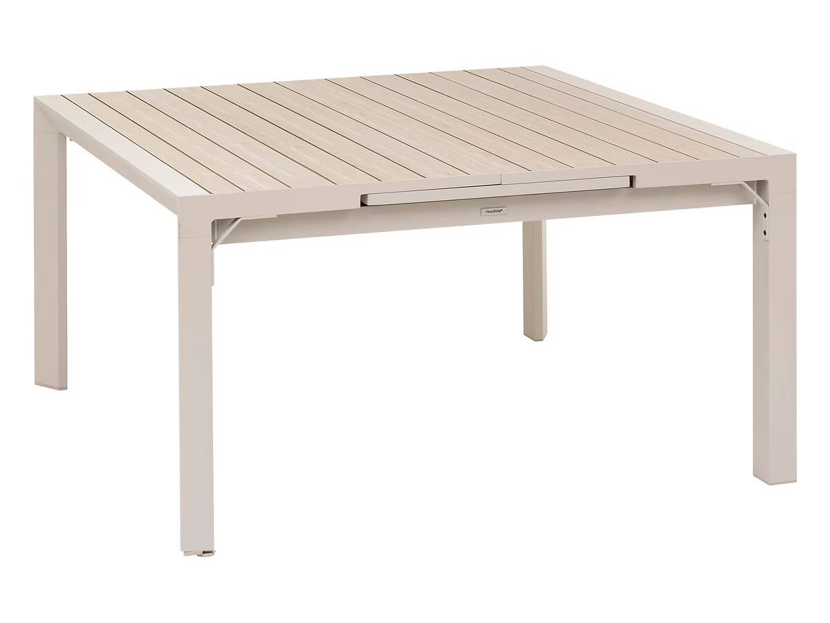 Hesperide - Table de jardin carrée extensible alu Evasion 8/10 places Beige/lin + 10 fauteuils - Hespéride - Image 2