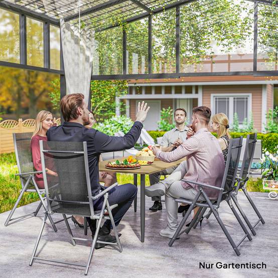 ComfortXL - Table de jardin acier marron 150 x 90 cm 6 personnes avec trou pour parasol - ComfortXL Outdoor Living - Image 10